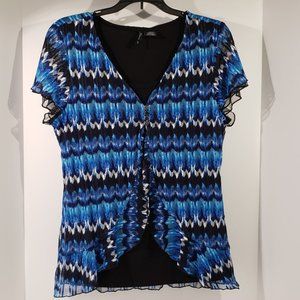 New Directions Women Blue Short Sleeve Top